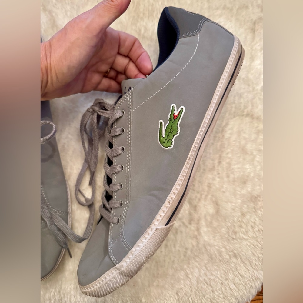 Lacoste Mens canvas Shoes Gray Tennis shoes Sz 12 preppy - Picture 8 of 9